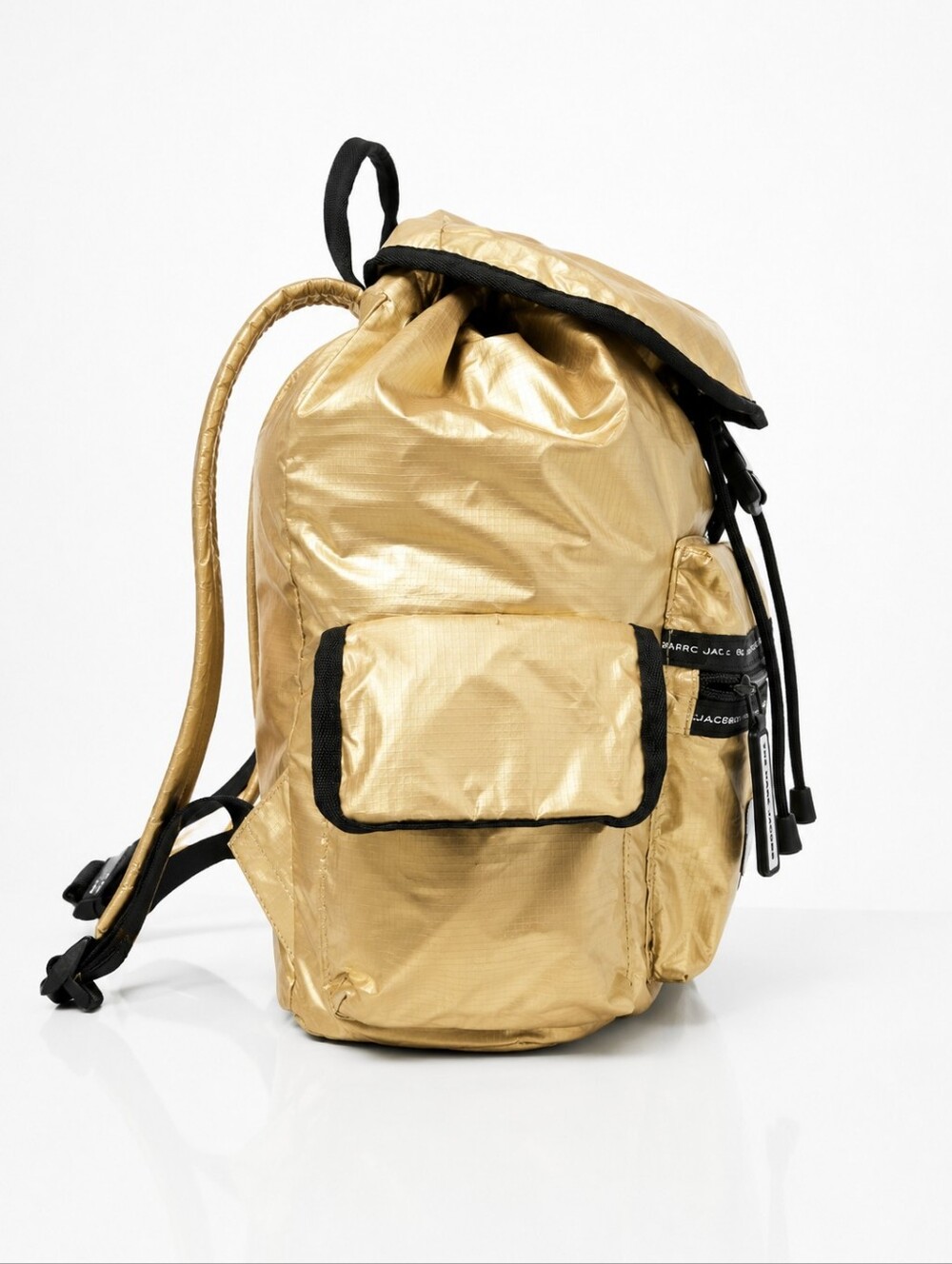 MARC JACOBS Metallic Gold Ripstop BACKPACK Black Trim - Picture 2 of 13